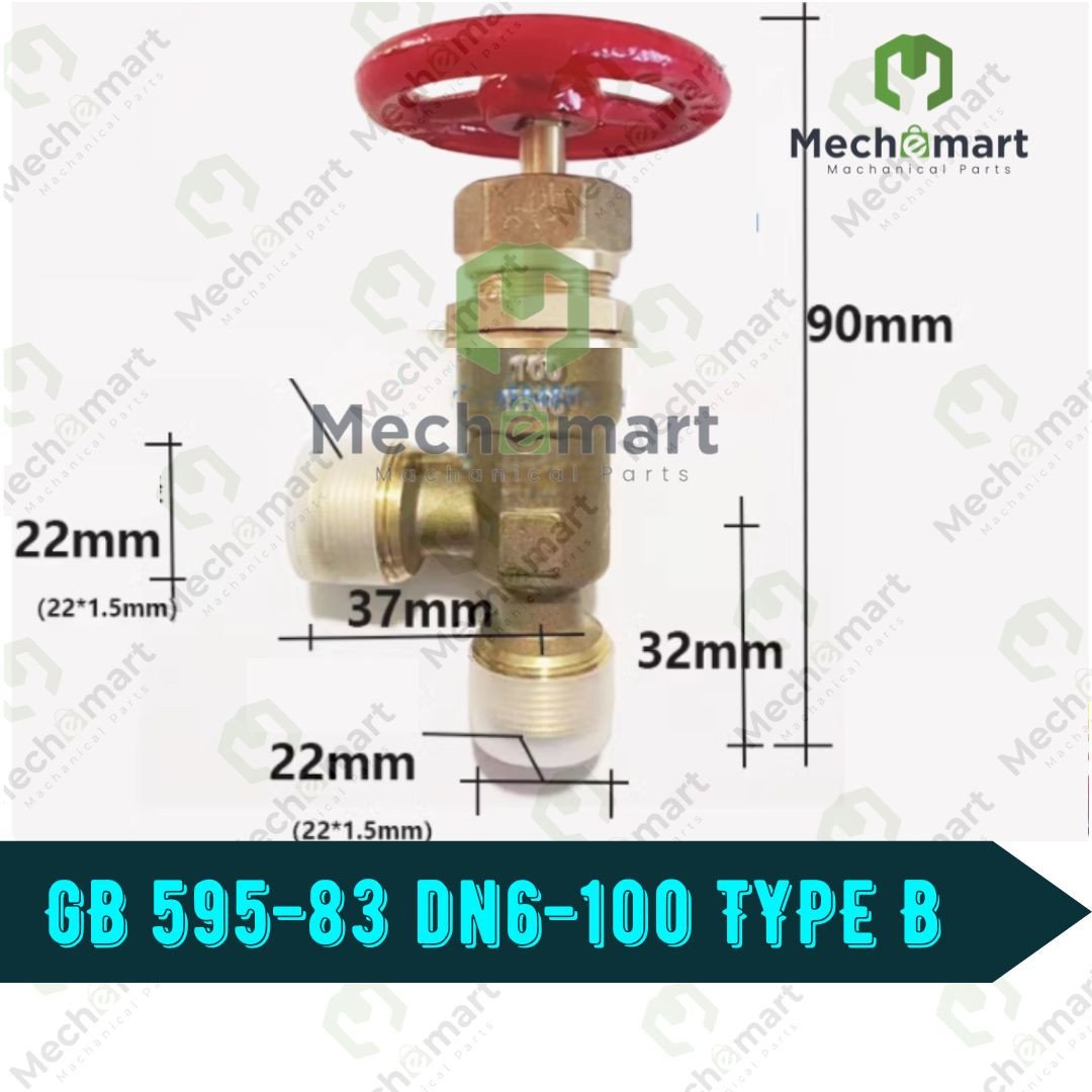 MARIN SHUT-OFF VALVE BRONZE GB595-83 DN6 TYPE B 22mm X 1.5  WORKING PRESSURE 100 BAR