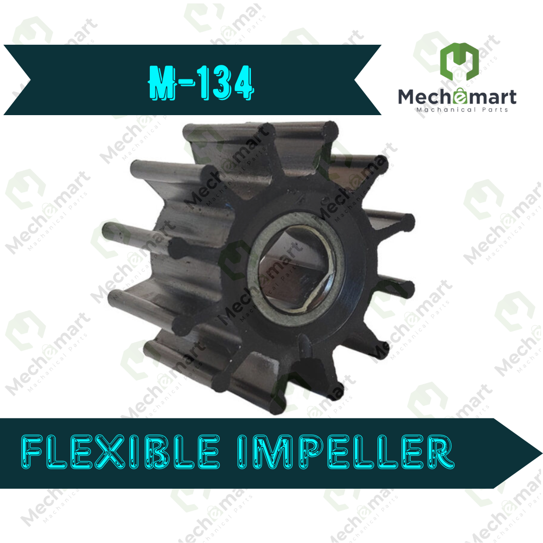 M-134 Marine Flexible Impeller.                        Impeller Dia	57 mm Impeller Width	31.5 mm Shaft Dia	16.1 mm No. Of Blades	12 Insert Type DOUBLE FLAT DRIVE