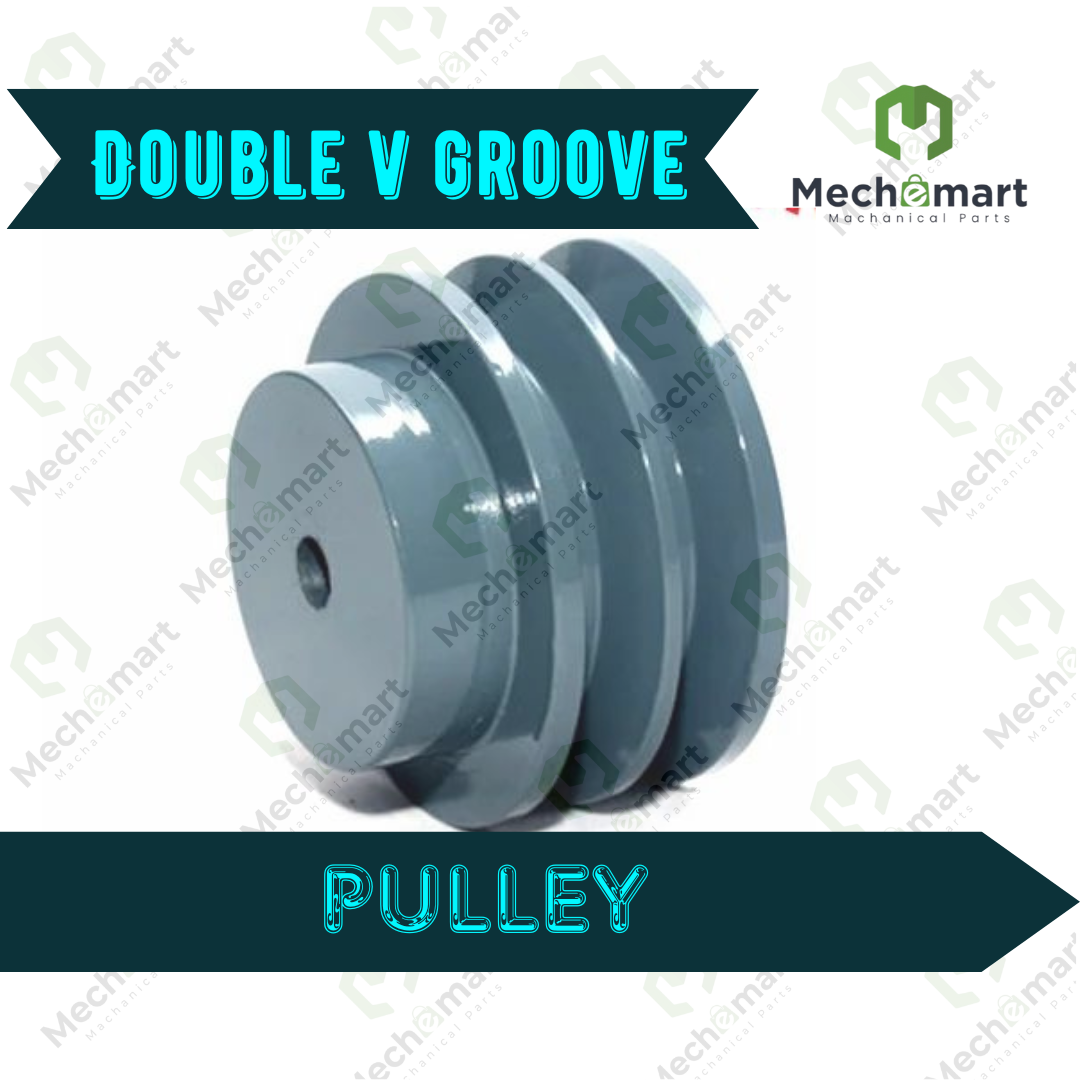 2 Groove V Belt Cast Iron Pulley Pilot Bore